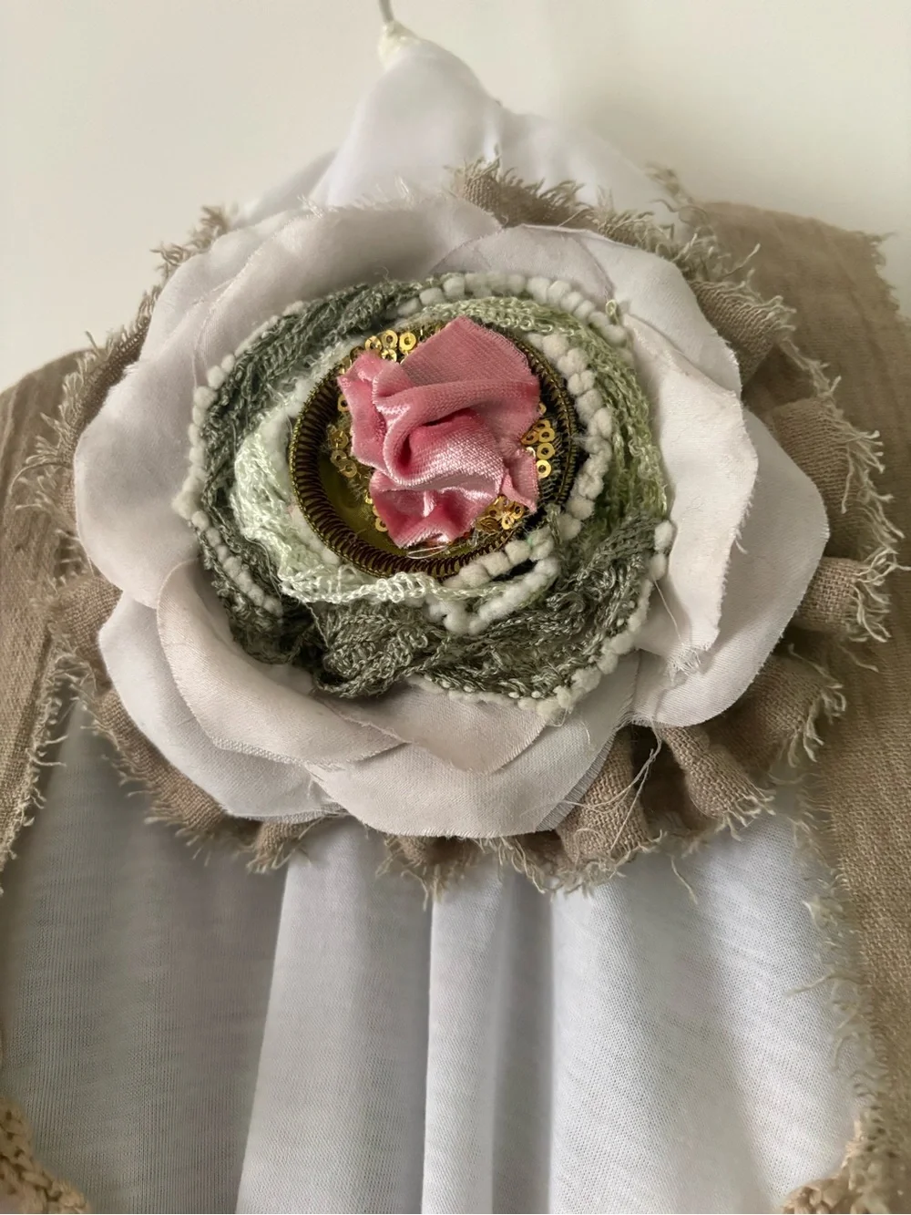 Shabby Chic Upcycled Jabot Choker Necklace